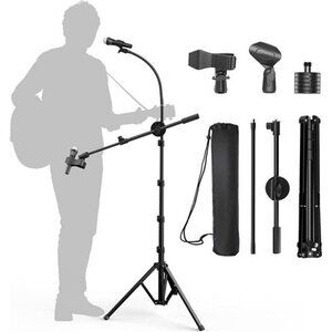Microphone Tripod Stand, Mic Boom Arm Stand Height Adjustable 30'' - 80''